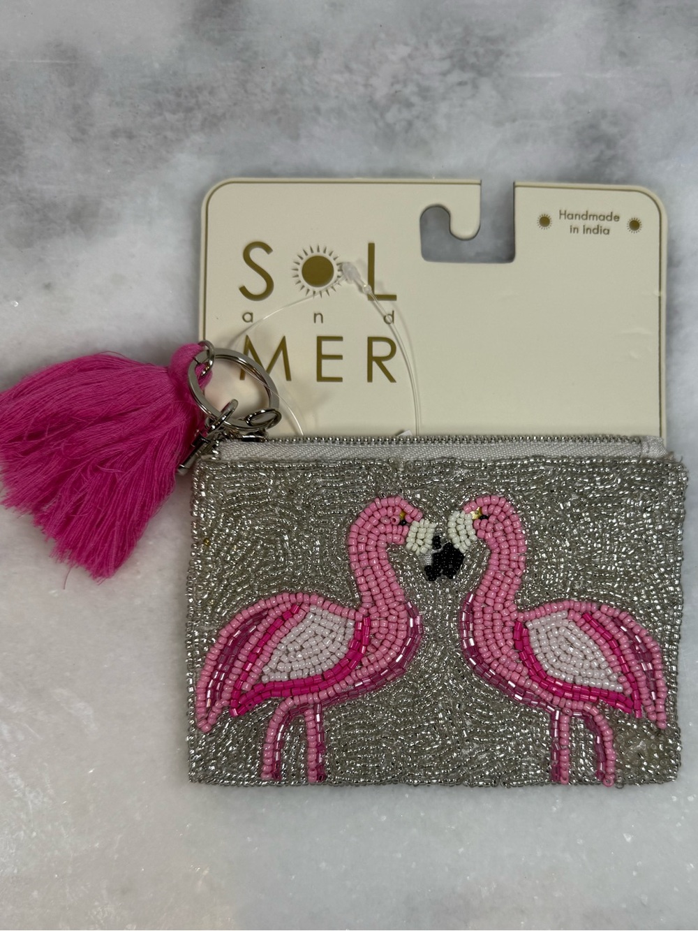 NEW RELEASE - RARE - SOL AND MER Pink Flamingo Beaded Pouch Viral TikTok NWT